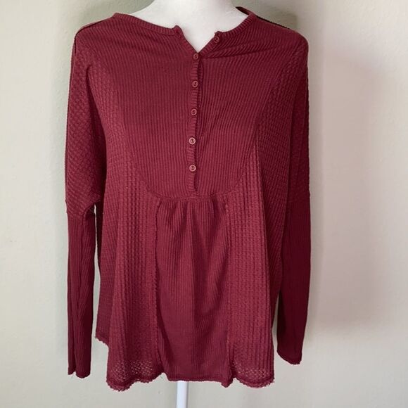 Nordstrom Burgundy Ribbed Sweater Medium - Picture 1 of 6